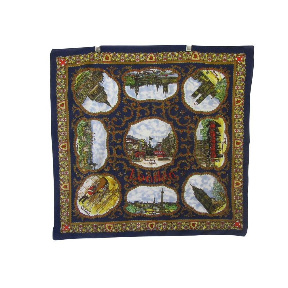 Unbranded London Souvenir‎ Scarf Women Navy Blue Excellent Landmark Print
